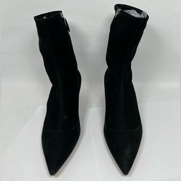 Miu Miu Women's Black Suede Kitten Heel Rhine Stone Sock Boots Size 40 US 10 - Picture 6 of 14